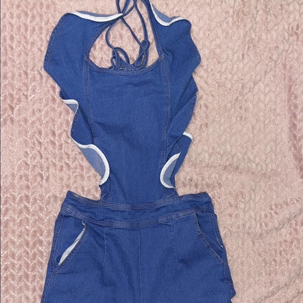 Blue Denim Wide-Leg overalls